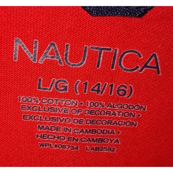Nautica Red Sporty Polo Shirt L/G (14/16) 100% Cotton Short Sleeve Classic Fit - Picture 3 of 8